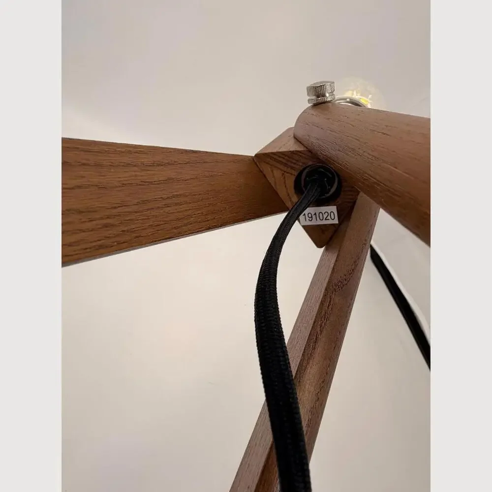 Solid Wood Tripod Table Lamp Mid Century Modern Oak